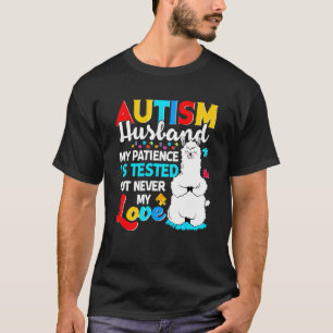 Proud Autism Husband Llama Puzzle Autism Awareness T-Shirt