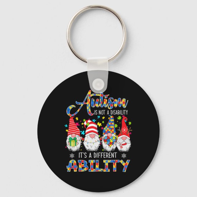 Proud Autism It's A Different Ability Three Xmas G Key Ring (Front)