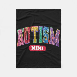 Proud Autism Mimi Autism Awareness Month Family Ma Fleece Blanket