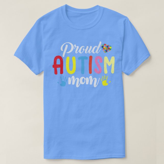 Proud Autism Mom - Autism Puzzle Awareness ADHD Au T-Shirt (Design Front)