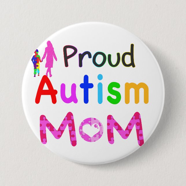 Proud Autism Mum 7.5 Cm Round Badge (Front)