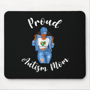 Proud Autism Mum African American Black Mum Woman  Mouse Pad