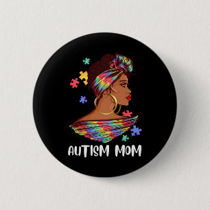Proud Autism Mum Afro Puzzle Awareness Gift 6 Cm Round Badge
