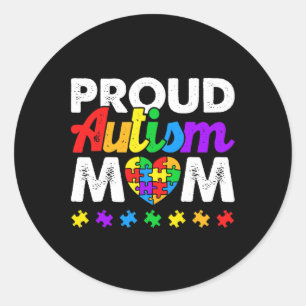 Proud Autism Mum Autism Awareness Acceptance Colou Classic Round Sticker