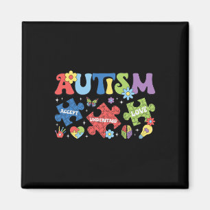 Proud Autism Mum Autism Awareness Acceptance Colou Magnet