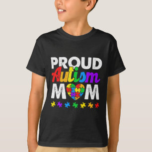 Proud Autism Mum Autism Awareness Acceptance Colou T-Shirt