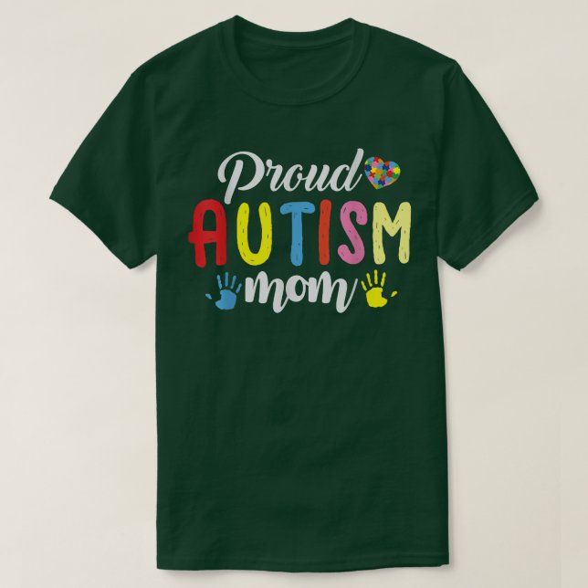 Proud Autism Mum  Autism Puzzle Awareness ADHD Aut T-Shirt (Design Front)