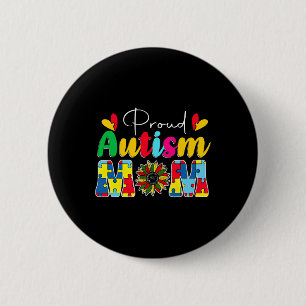 Proud Autism Mum Awareness Sunflower 6 Cm Round Badge