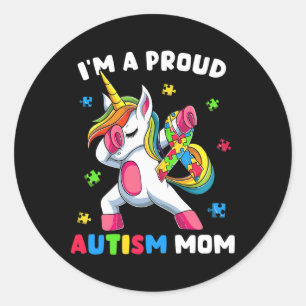 Proud Autism Mum Dab Dance Classic Round Sticker