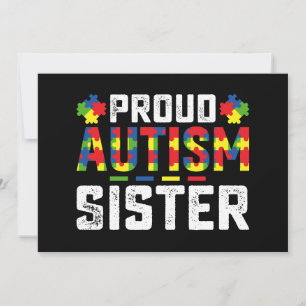 Proud Autism Sister Awareness Autistic Family Invitation