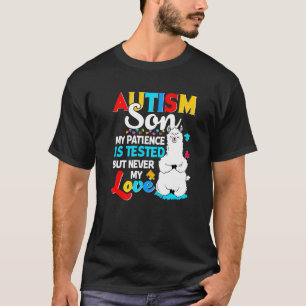 Proud Autism Son Llama Puzzle Autism Son Awareness T-Shirt