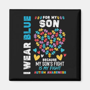 Proud Autistic Dad, I Wear Blue for my Son Autism Magnet