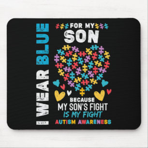 Proud Autistic Dad, I Wear Blue for my Son Autism  Mouse Pad
