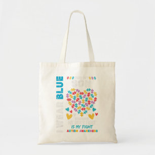 Proud Autistic Dad, I Wear Blue for my Son Autism  Tote Bag