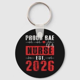 Proud Bae of a Nurse Est 2026 New Graduate RN GF Key Ring