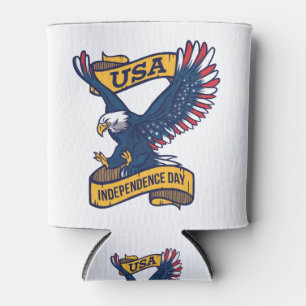 Proud Bald Eagle 4th of July Day Can Cooler