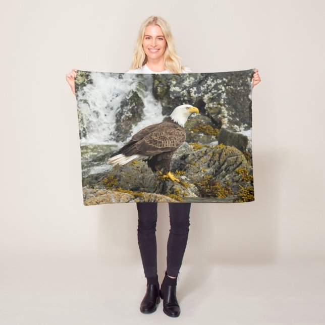 Proud Bald Eagle Fleece Blanket (In Situ)