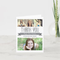 Proud Banner Graduation Thank You Card - Grey