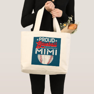 Proud Baseball Mimi Mother's Day Sport Lover Mama Large Tote Bag