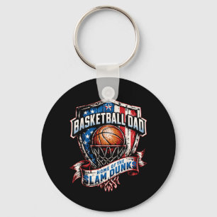 Proud Basketball Dad - Home of the Slam Dunks Key Ring