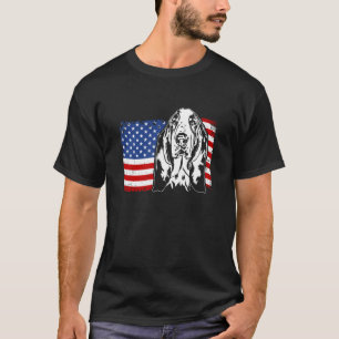 Proud Basset Hound American US Flag Patriotic Bass T-Shirt