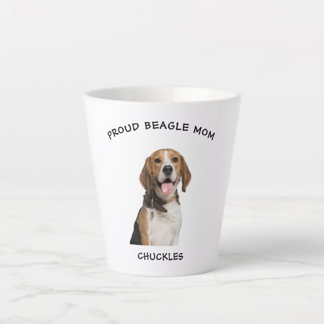Proud Beagle Mum Personalised Pet Dog Photo Latte Mug (Front)