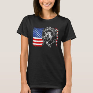 Proud Bearded Collie American Flag Patriotic Dog T-Shirt