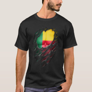 Proud Beninese Roots Torn Ripped Benin Flag T-Shirt