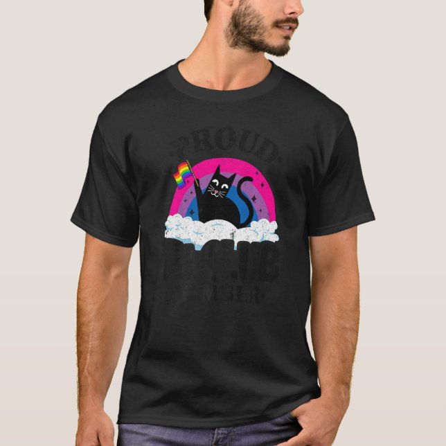 Proud Bi Club Member Cat Bisexual Flag Rainbow Bi  T-Shirt (Front)
