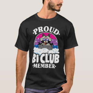 Proud Bi Club Member Racoon Bisexual Flag Rainbow T-Shirt