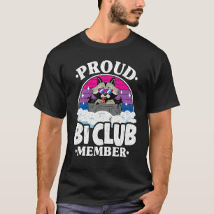 Proud Bi Club Member Racoon Bisexual Flag Rainbow T-Shirt
