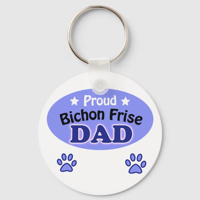 Proud Bichon Frise Dad Key Ring (Front)