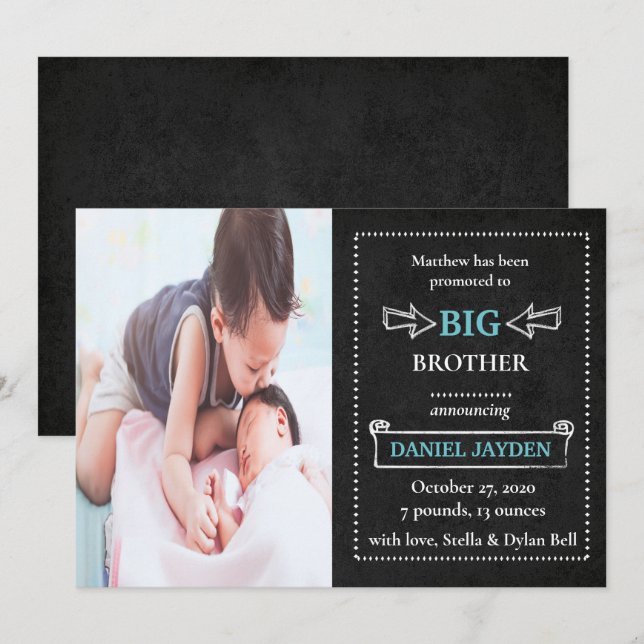 Proud Big Brother Promoted Birth Announcement (Front/Back)