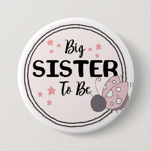 Proud Big Sister-to-Be with Ladybug Illustration 7.5 Cm Round Badge