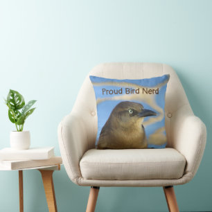 Proud Bird Nerd Blackbird Hobby Birdwatcher Cushion