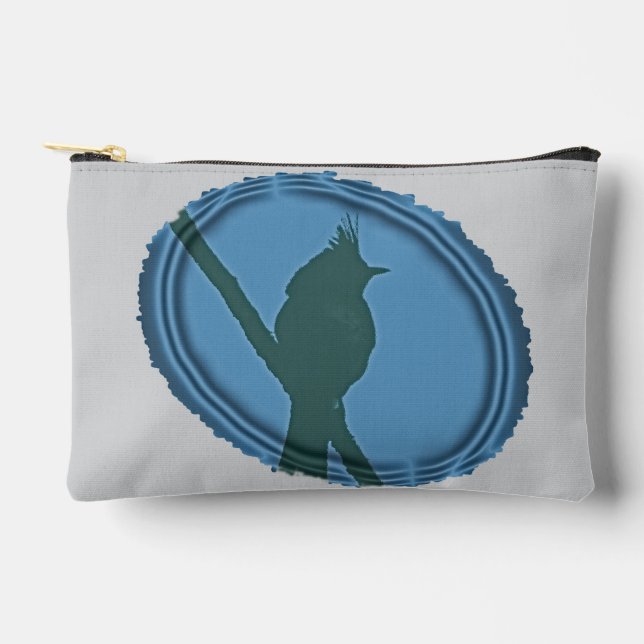 Proud Bird Nerd Blue Grey Silhouette Birder Accessory Pouch (Front)