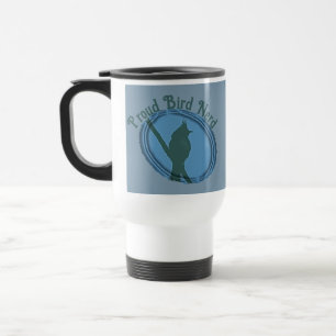 Proud Bird Nerd Silhouette Blue Grey Birder Travel Mug