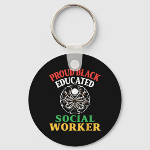 Proud Black Educated Social Worker Black History M Key Ring