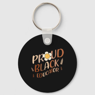 Proud Black Educator Groovy Teacher Black History  Key Ring