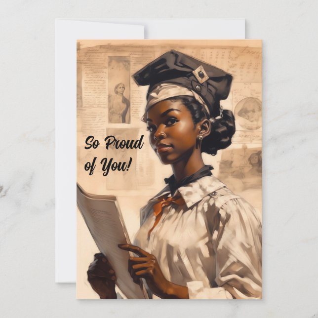 Proud black girl Graduate Announcement (Front)