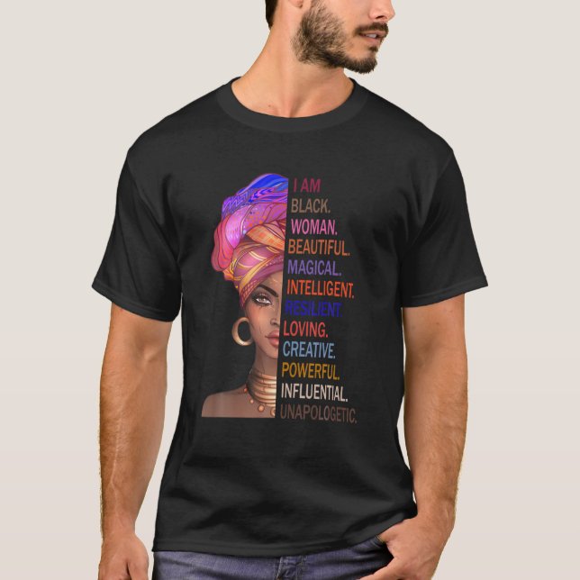 Proud Black Magic Afro Black Woman African Queen P T-Shirt (Front)