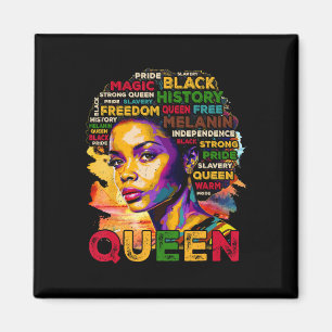 Proud Black Queen Melanin Woman Colourful Word Art Magnet