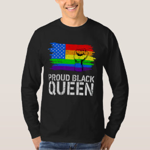 Proud Black Queen Mum Mothers Day Lgbt Pride Rainb T-Shirt