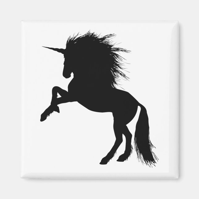 Proud Black Unicorn Silhouette Fantasy Animal, ZKA Magnet (Front)