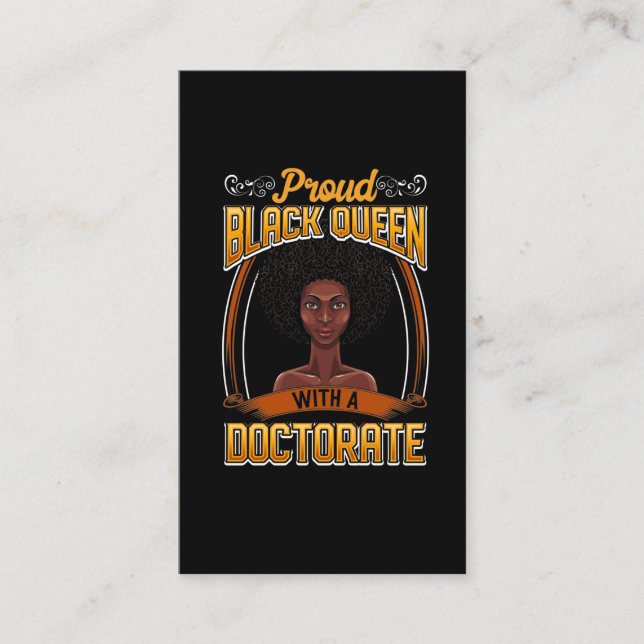 Proud Black Woman Doctorate Degree Graduation Business Card (Front)