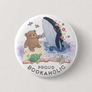 Proud Bookaholic: Magic of Books Illustration 6 Cm Round Badge