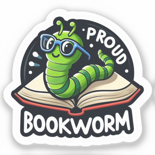 Proud Bookworm Cute Reading Sticker for Book Lover (Front)