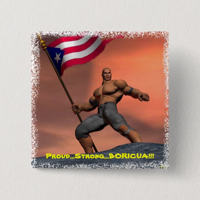 Proud Boricua!!! 15 Cm Square Badge (Front)