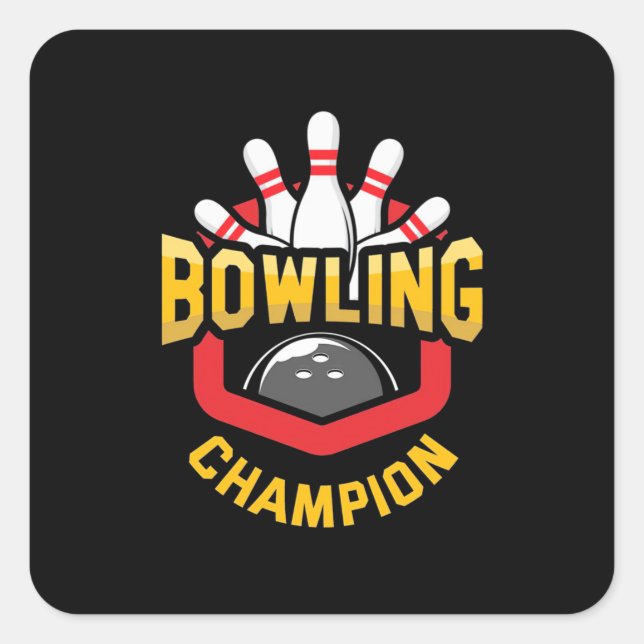 Proud Bowling Champion Square Sticker (Front)