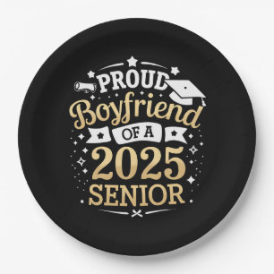 Proud Boyfriend Of A 2025 Graduate Graduation Paper Plate